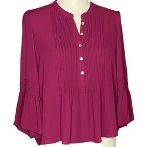 Eco Nanette by Nanette Lepore Wm’s Sz Med Bali Orchid Pintuck Blouse